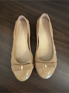 Cole Haan Nike Air Ballet Flats Women’s 8B Nude Taupe Leather Patent Cap Toe